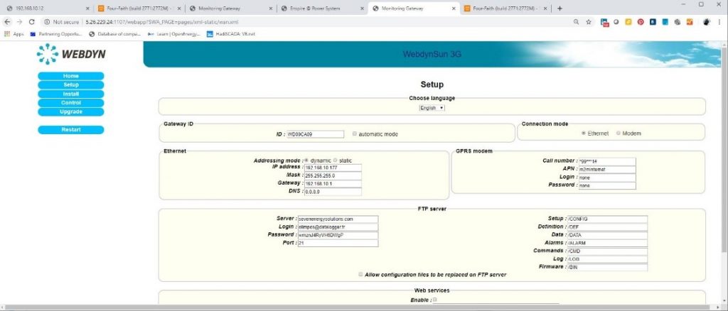 WebdynSun web interface