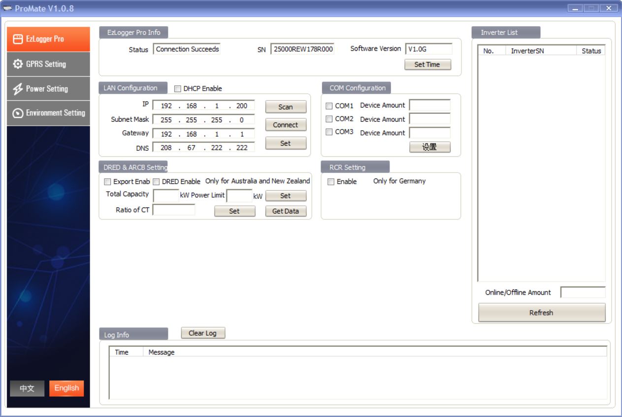 ProMate the GoodWe EzLogger Pro configuration tool