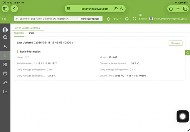 configuracion del sensor en chint power