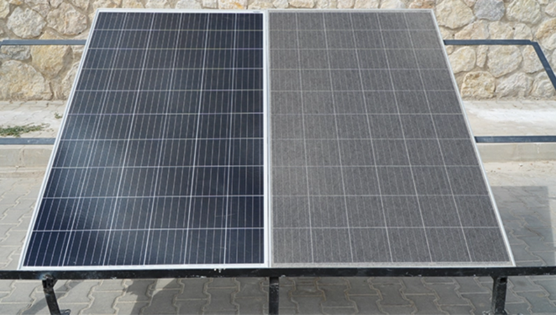 Soiled and Clean Solar Panels